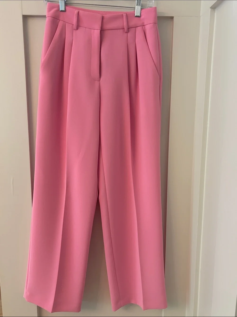 Gianni Bini Pink Hartley Crepe Pleated Straight Wide Leg Pant